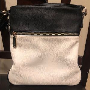 Black and white crossbody purse